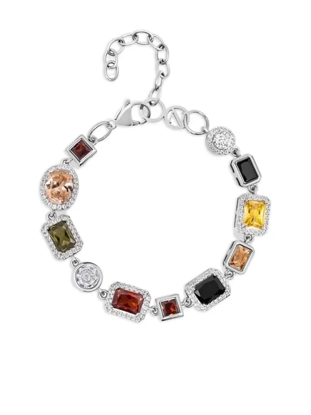 Мужской браслет Nialaya Jewelry с камнями, серебристый