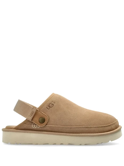 Мужские тапочки UGG с тиснением логотипа, карамельные