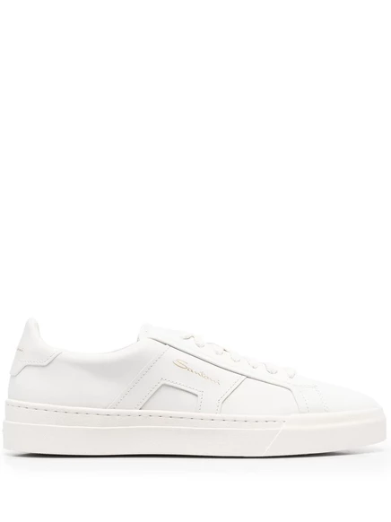 Кроссовки Santoni с низким берцем и двойной пряжкой white