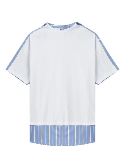 Женская футболка MSGM с аппликацией и полосами, белая