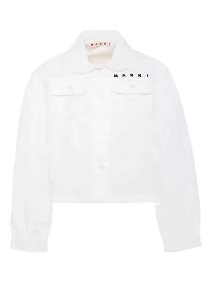 Куртка для девочек Marni Kids воротник Питер Пэн, белая
