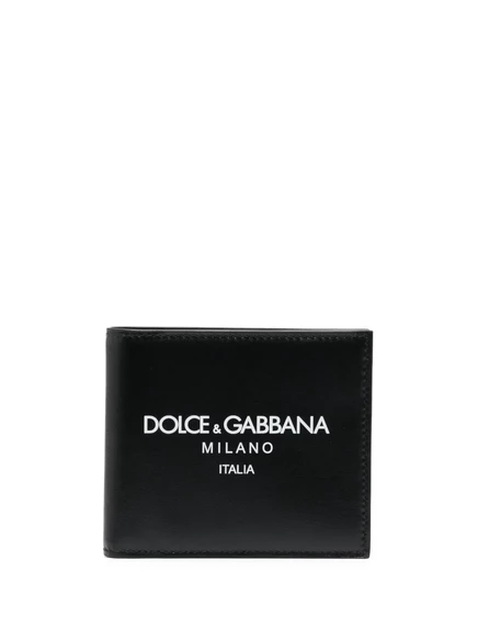 Мужской кожаный кошелек Dolce & Gabbana с логотипом, черный