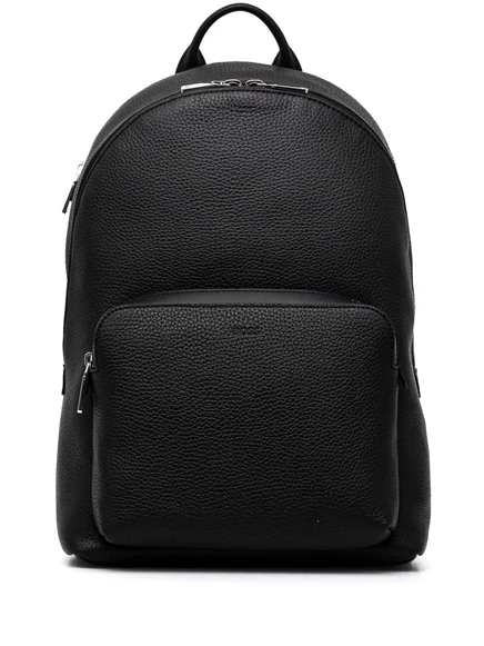 Мужской рюкзак Boss из зернистой кожи, черный
