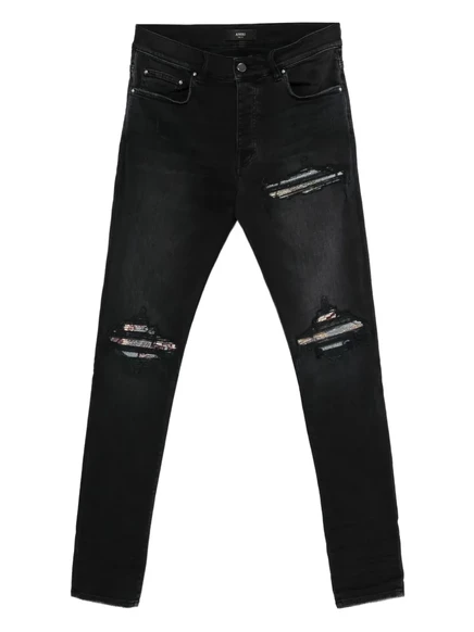Хлопчатобумажные джинсы AMIRI в стиле пэчворк с потертостями black