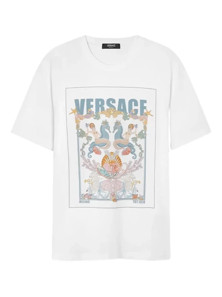 Мужская футболка Versace Coral Theatre Postcard, белая