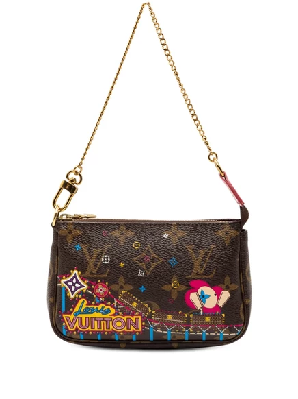 Сумка для аксессуаров Louis Vuitton, бывшая в употреблении в 2020 году, с монограммой Vivienne Christmas Roller Coaster Mini Pochette