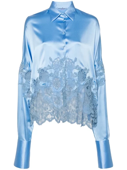 Женская рубашка Ermanno Scervino, кружевная, голубая