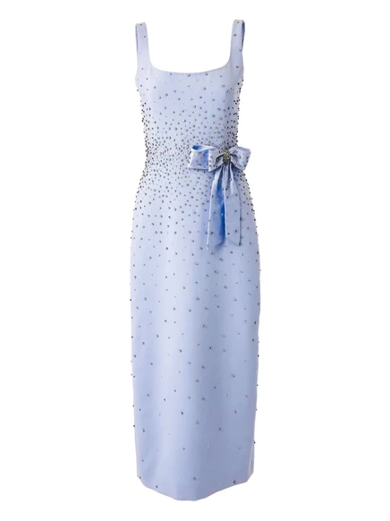 Миди-платье Carolina Herrera, украшенное кристаллами blue
