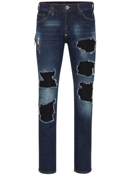 Мужские зауженные джинсы Philipp Plein Rock Star, индиго