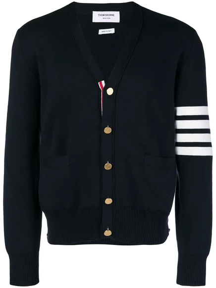 Кардиган Thom Browne Milano Stitch с 4 полосками blue