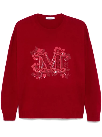 Женский джемпер Max Mara с пайетками, красный