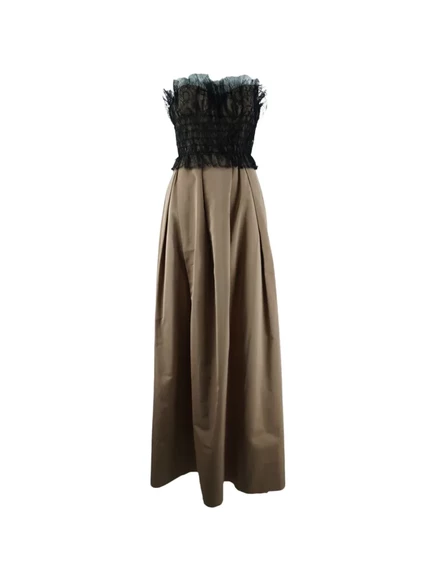 Женское платье Max Mara без бретелей с тюлем, коричневое