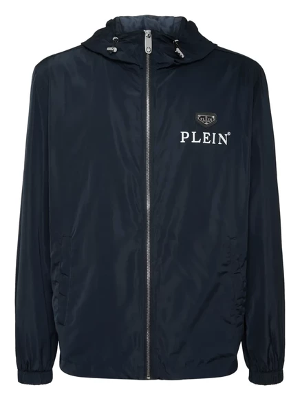 Мужская куртка Philipp Plein с капюшоном и эмблемой, синяя