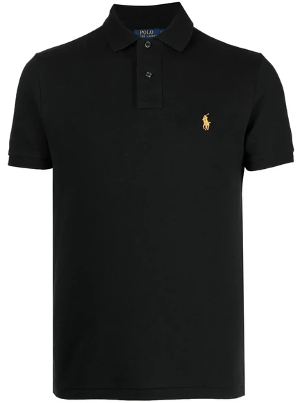Мужская поло Polo Ralph Lauren с вышитым пони, черная