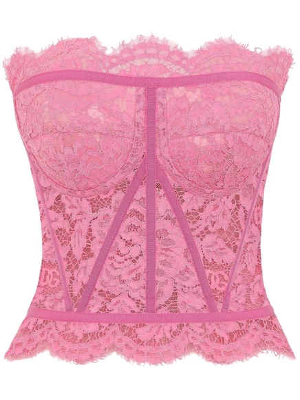 Dolce & Gabbana chantilly-кружевной топ без бретелек pink