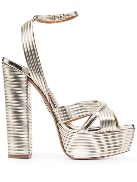 Босоножки Aquazzura Sundance на платформе 140 мм gold