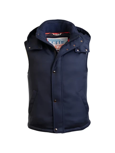 Мужской кашемировый жилет Kiton с капюшоном, синий