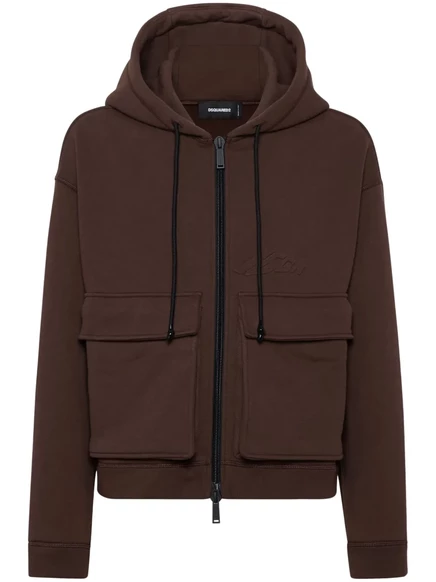 Толстовка с капюшоном на молнии DSQUARED2 Icon brown