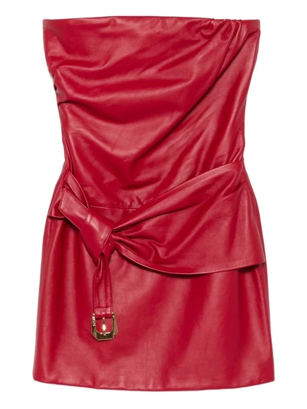 Мини-платье без бретелек с поясом от Versace red