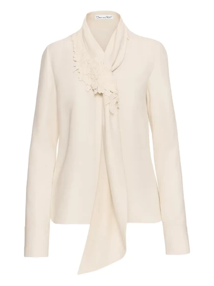 Блузка из жоржета с завязкой на шее от Oscar de la Renta neutrals