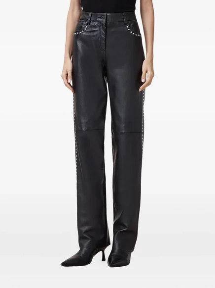 Кожаные брюки AllSaints Saige с заклепками black