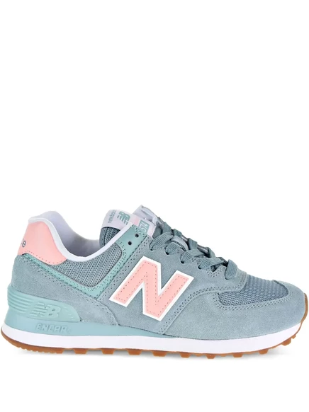 Женские кроссовки New Balance 574 замшевые, зеленые