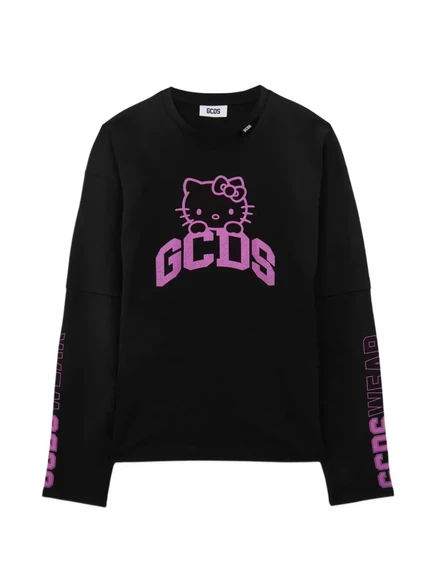 Мужской хлопковый лонгслив GCDS x Hello Kitty, черный