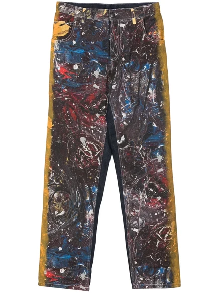 Эксклюзивные джинсы Charles Jeffrey Loverboy с художественной росписью blue