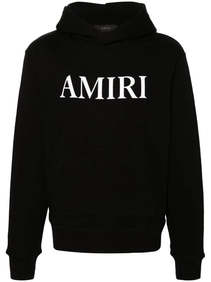 Хлопковая толстовка с капюшоном и надписью AMIRI с логотипом black