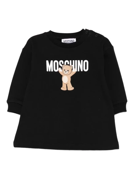 Платье-толстовка с принтом плюшевого мишки Moschino Kids black