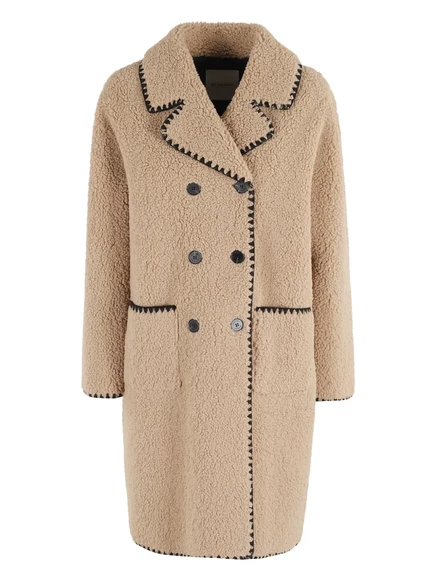 Двубортное плюшевое пальто ERMANNO FIRENZE neutrals