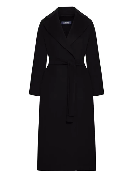 Женское шерстяное пальто S. Max Mara с поясом, черное