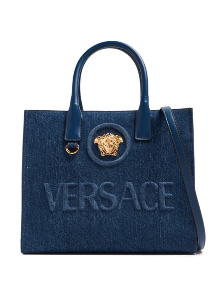 Женская сумка-тоут Versace La Medusa джинсовая, синяя