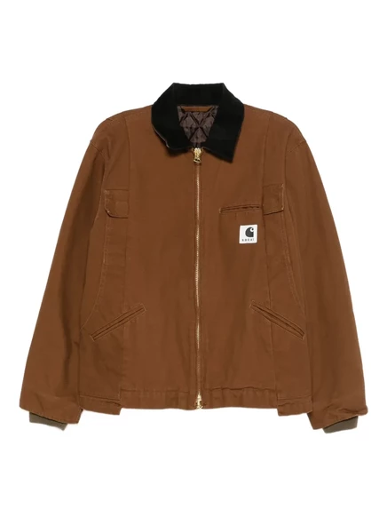 Унисекс куртка-рубашка Sacai x Carhartt с контрастным воротником, коричневая