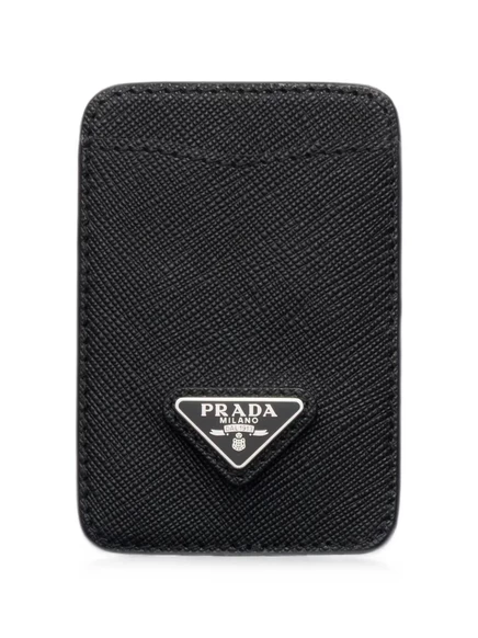 Картхолдер Prada из кожи сафьяно, черный