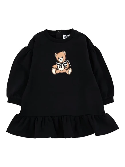 Платье для девочки MOSCHINO Kids с медвежьим принтом, черное