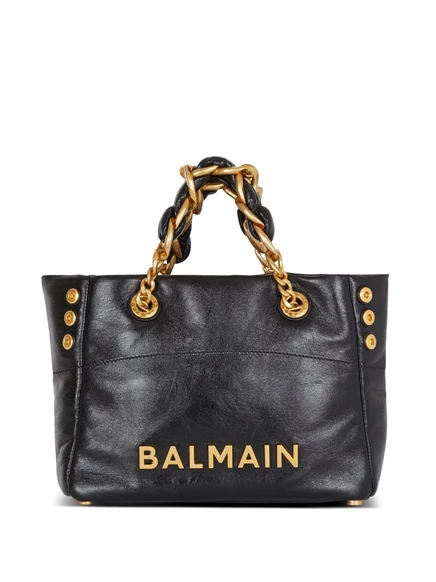 Маленькая сумка-тоут Balmain из мягкой кожи 1945 года выпуска black