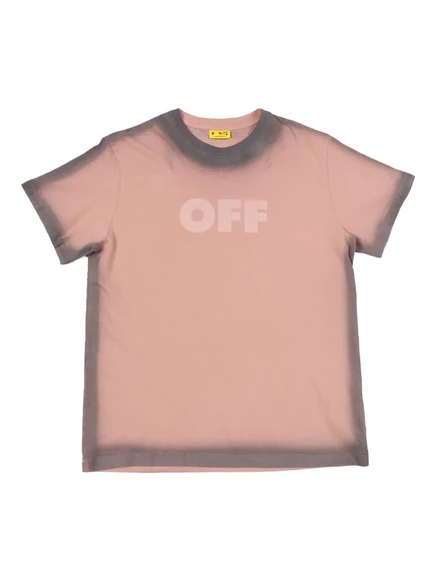 Детская футболка Off-White Kids с эффектом спрея, розовая