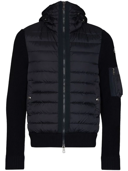 Стеганая куртка Moncler из трикотажа с деталями blue
