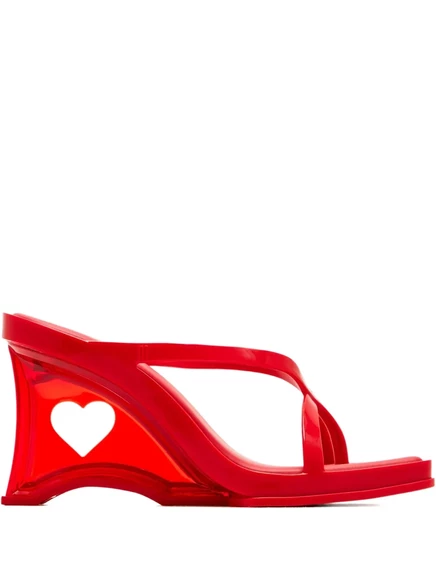 Босоножки Melissa на стеклянном каблуке 90 мм с сердечками red