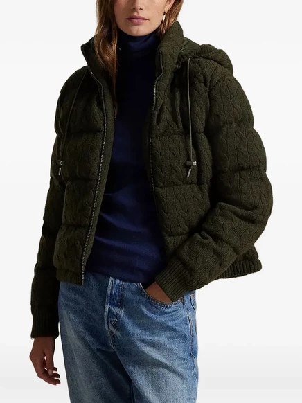 Женская вязаная стеганая куртка Polo Ralph Lauren, оливковая