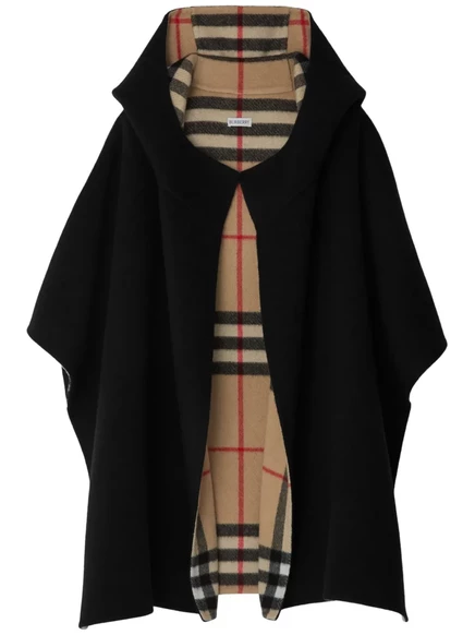 Унисекс накидка Burberry кашемировая с капюшоном, черная