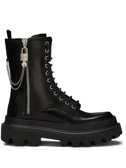 Dolce & Gabbana chain link-армейские ботинки с детализированными деталями black