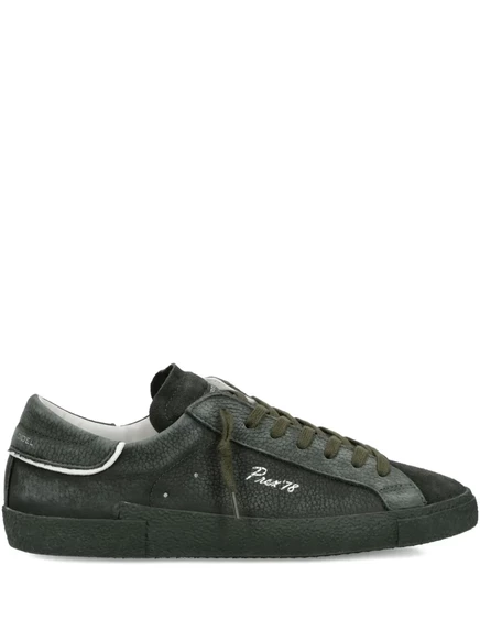 Кроссовки с низким берцем из замши Philippe Model Paris green