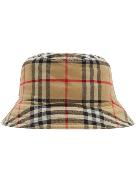 Унисекс панама Burberry Vintage Check из хлопка, бежево-клетчатая