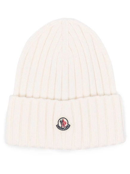 Шапка Moncler с нашивкой логотипа, белая