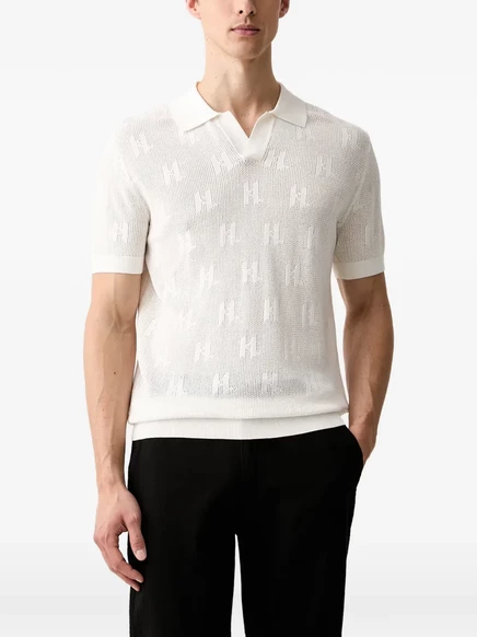 Мужское поло Karl Lagerfeld с монограммой, белое