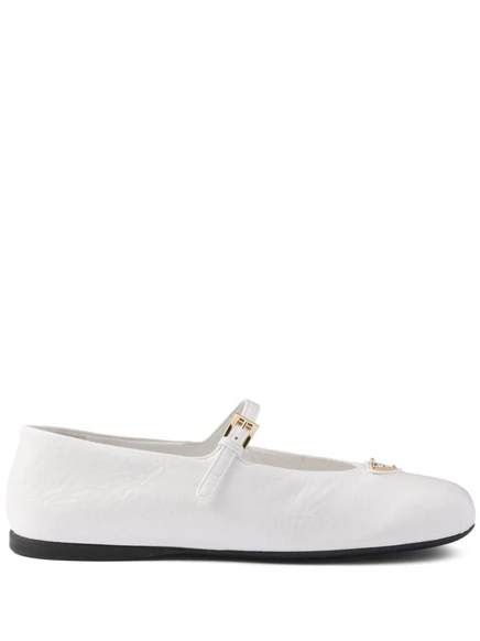 Женские балетки Prada из лакированной кожи, белые