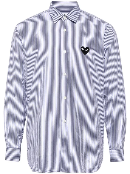 Хлопчатобумажная рубашка с нашивкой с логотипом Comme Des Garçons Play  blue