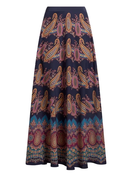 Женская юбка Etro макси с узором пейсли, синяя